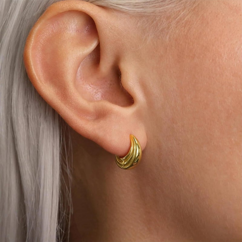 Poxtex Small Gold Huggie Hoop Earrings Set for Women Men Hypoallergenic 14K Plated Stack Cartilage Earrings, Multiple Piercing Lightweight Mini Thin Cute Dainty Trendy Jewelry Set Christmas Gifts for Women - Image 2